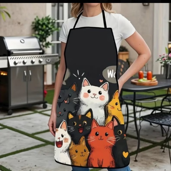 Cute Multicat Black Cat Apron - Picture 3 of 4